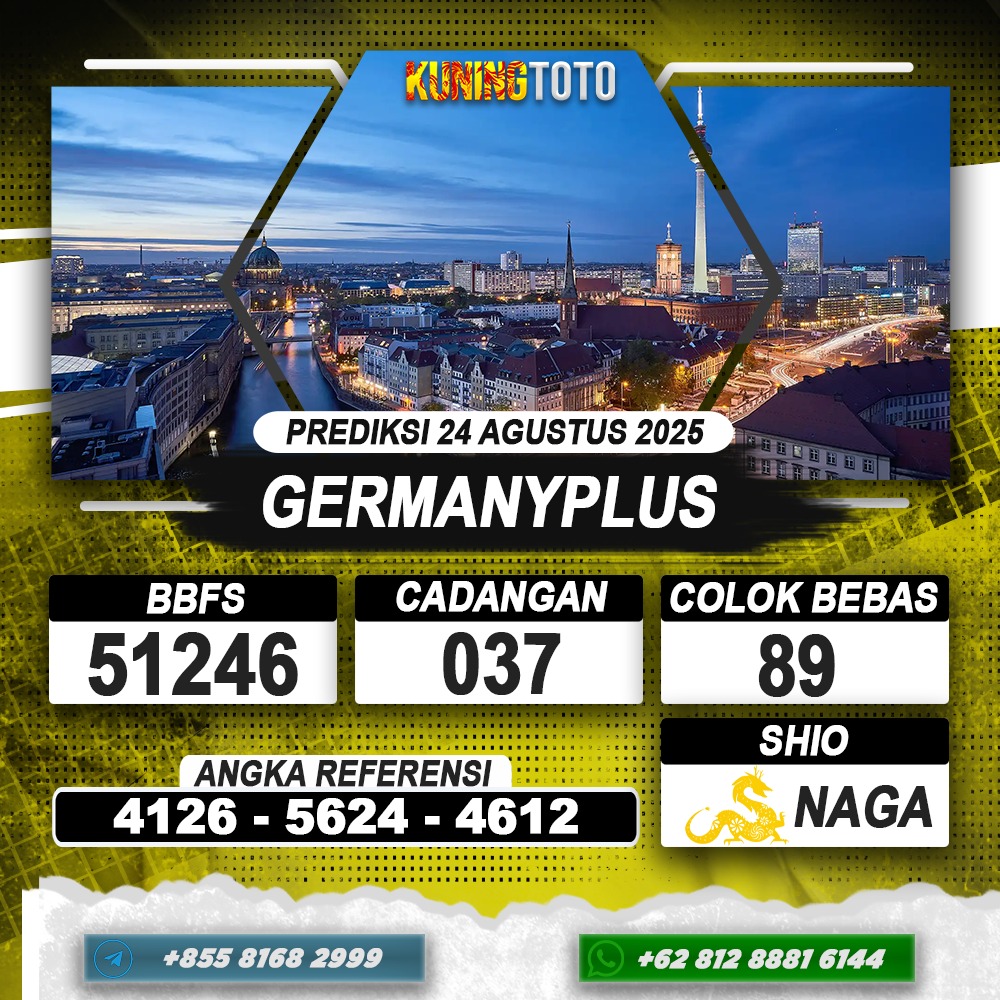 PREDIKSI GERMANYPLUS 24 AGUSTUS 2025 | PREDIKSI TOGEL KUNINGTOTO
