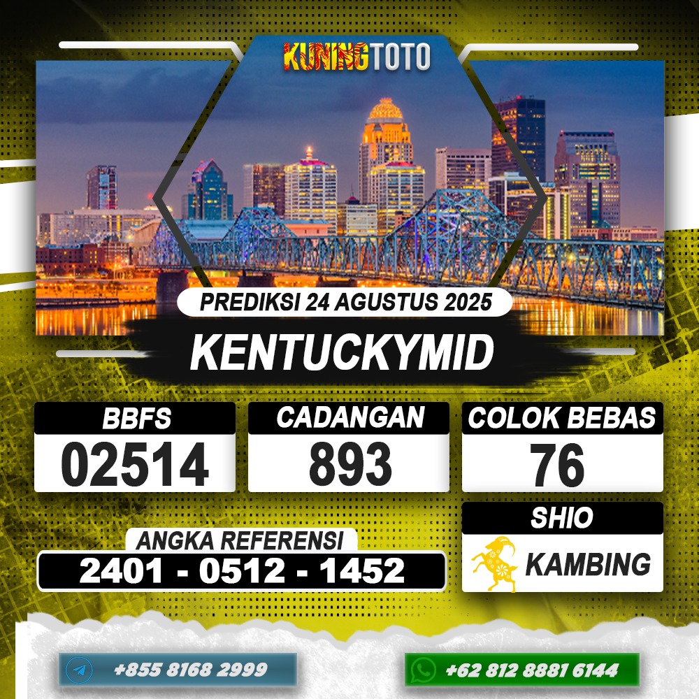PREDIKSI KENTUCKYMID 24 AGUSTUS 2025 | PREDIKSI TOGEL KUNINGTOTO