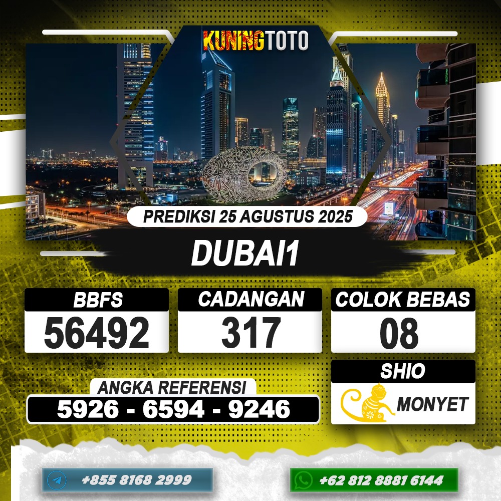 PREDIKSI DUBAI1 25 AGUSTUS 2025 | PREDIKSI TOGEL KUNINGTOTO