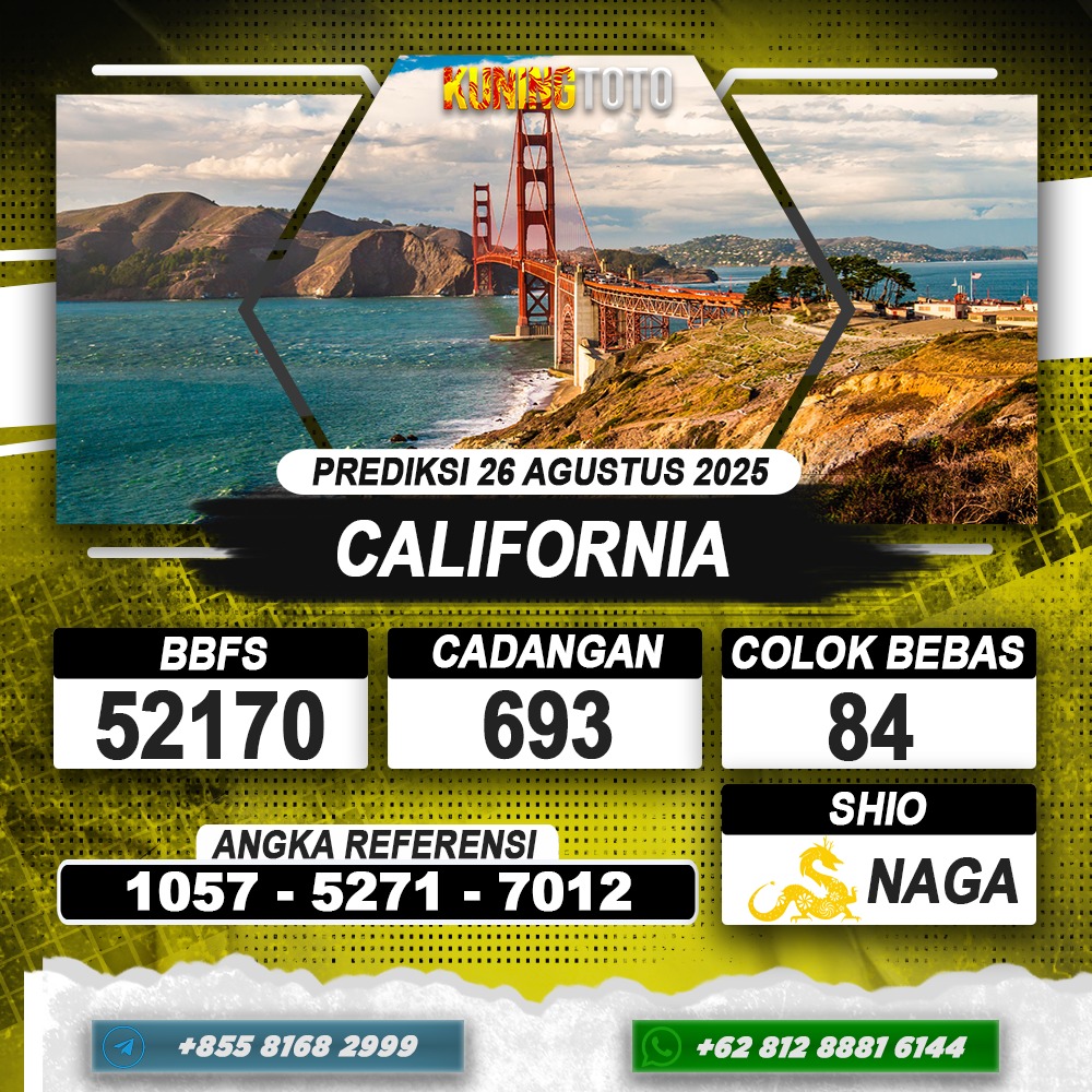 PREDIKSI CALIFORNIA 26 AGUSTUS 2025 | PREDIKSI TOGEL KUNINGTOTO