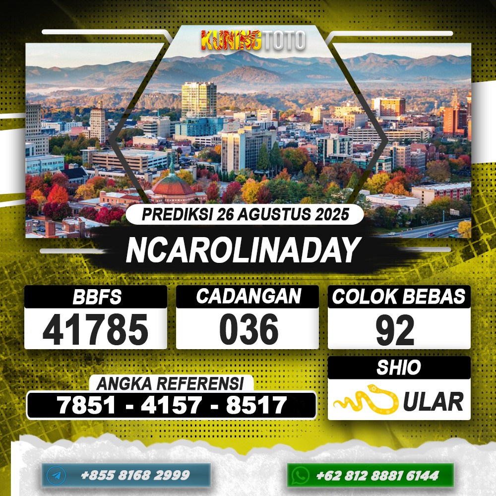 PREDIKSI NCAROLINADAY 26 AGUSTUS 2025 | PREDIKSI TOGEL KUNINGTOTO
