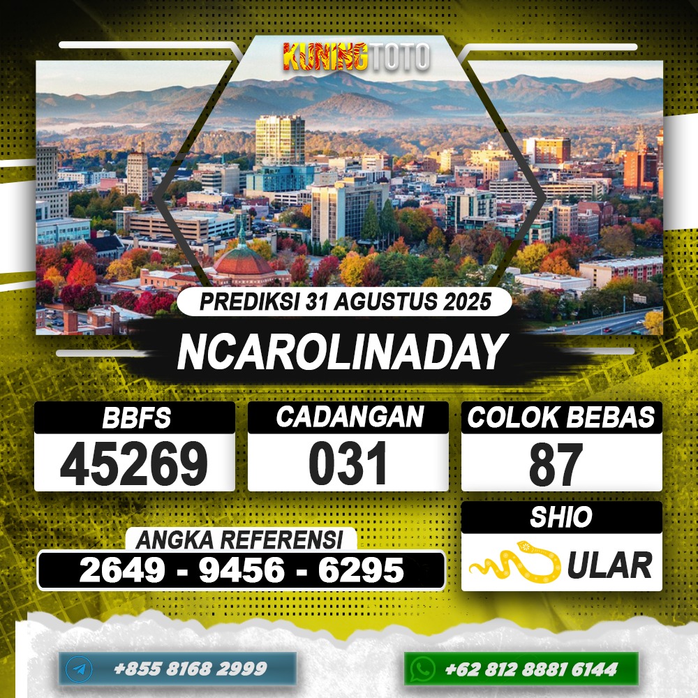 PREDIKSI NCAROLINADAY 31 AGUSTUS 2025 | PREDIKSI TOGEL KUNINGTOTO