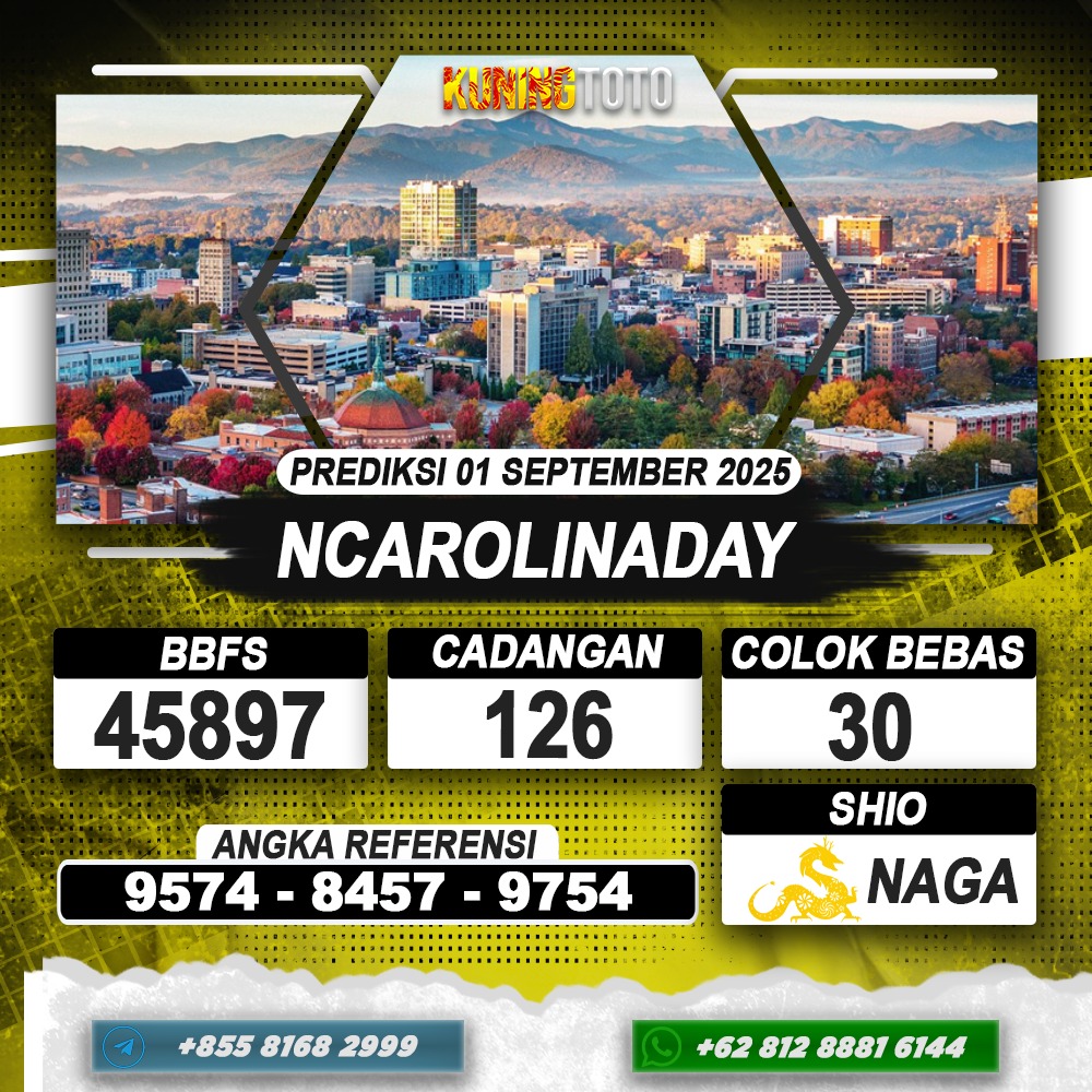 PREDIKSI NCAROLINADAY 01 SEPTEMBER 2025 | PREDIKSI TOGEL KUNINGTOTO