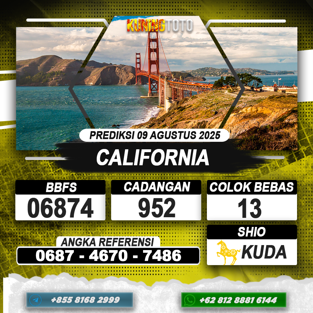 PREDIKSI CALIFORNIA 09 AGUSTUS 2025 | PREDIKSI TOGEL KUNINGTOTO