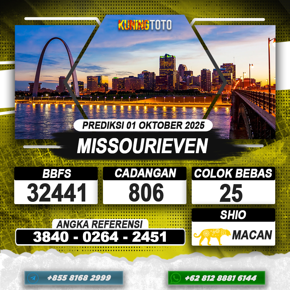 PREDIKSI MISSOURIEVEN 01 OKTOBER 2025 | PREDIKSI TOGEL KUNINGTOTO