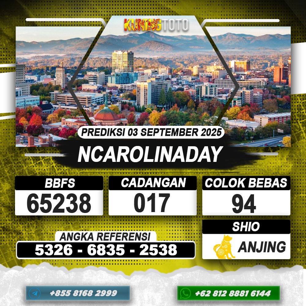 PREDIKSI NCAROLINADAY 03 SEPTEMBER 2025 | PREDIKSI TOGEL KUNINGTOTO