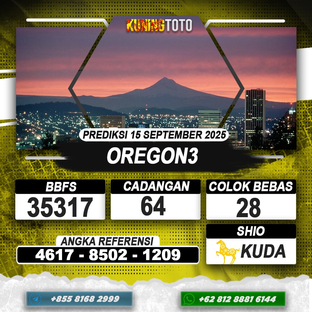 PREDIKSI OREGON3 15 SEPTEMBER 2025 | PREDIKSI TOGEL KUNINGTOTO