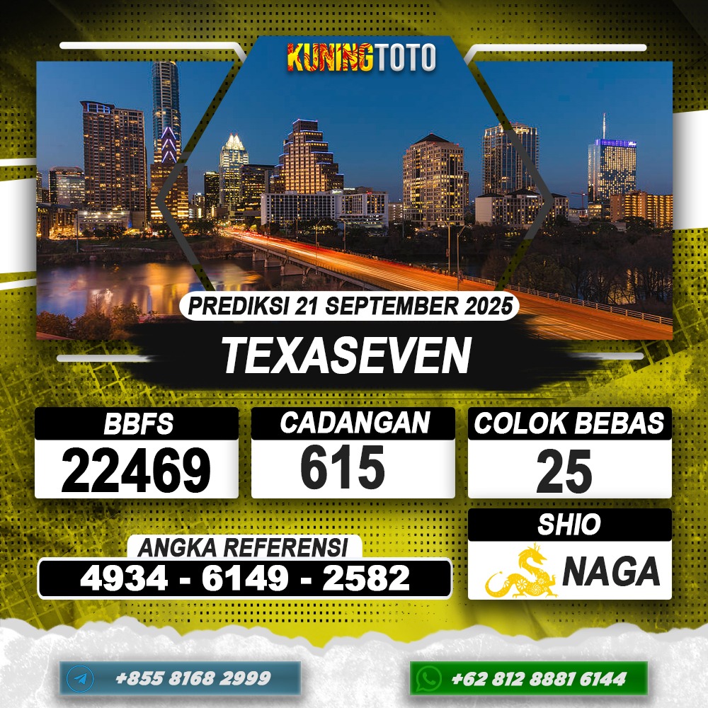 PREDIKSI TEXASEVEN 21 SEPTEMBER 2025 | PREDIKSI TOGEL KUNINGTOTO