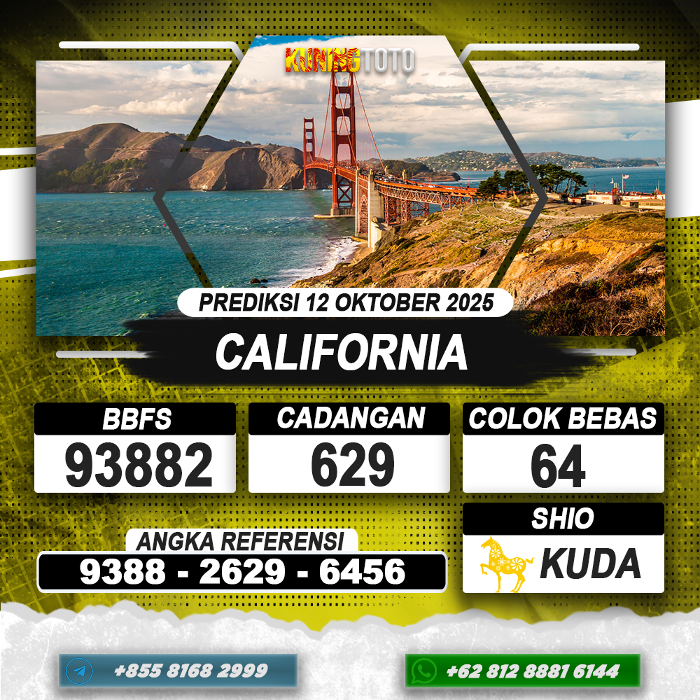 PREDIKSI CALIFORNIA 12 OKTOBER 2025 | PREDIKSI TOGEL KUNINGTOTO