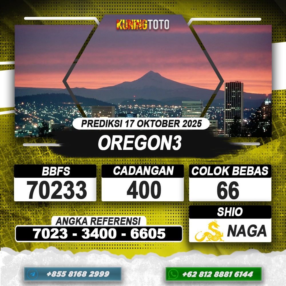 PREDIKSI OREGON3 17 OKTOBER 2025 | PREDIKSI TOGEL KUNINGTOTO