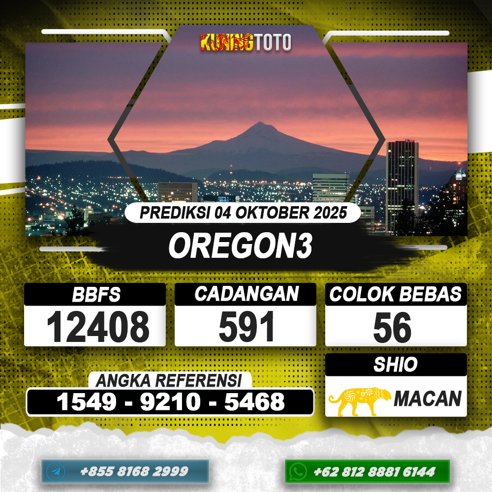 PREDIKSI OREGON3 04 OKTOBER 2025 | PREDIKSI TOGEL KUNINGTOTO