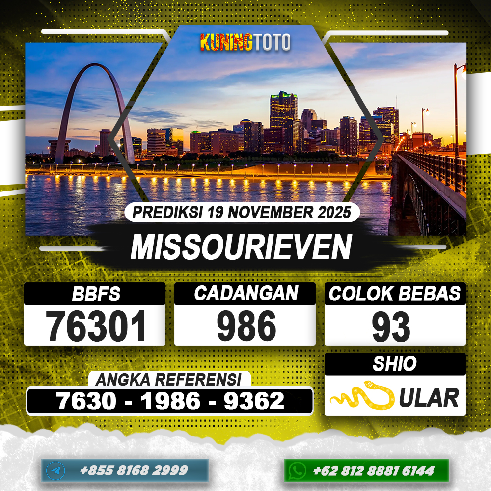 PREDIKSI MISSOURIEVEN 19 NOVEMBER 2025 | PREDIKSI TOGEL KUNINGTOTO