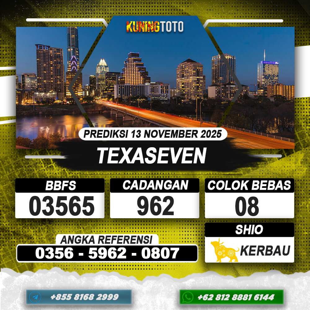 PREDIKSI TEXASEVEN 13 NOVEMBER 2025 | PREDIKSI TOGEL KUNINGTOTO
