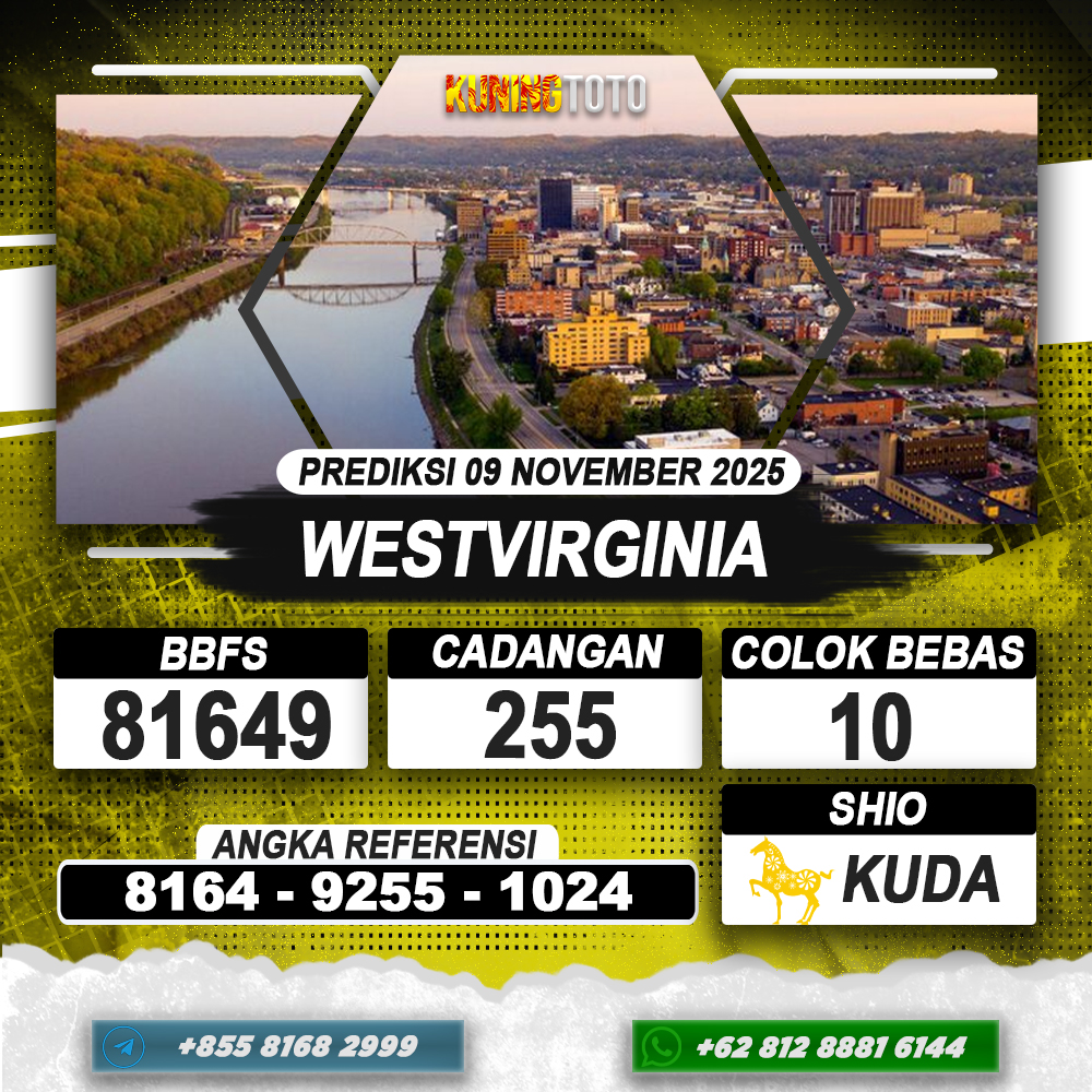 PREDIKSI WESTVIRGINIA 09 NOVEMBER 2025 | PREDIKSI TOGEL KUNINGTOTO