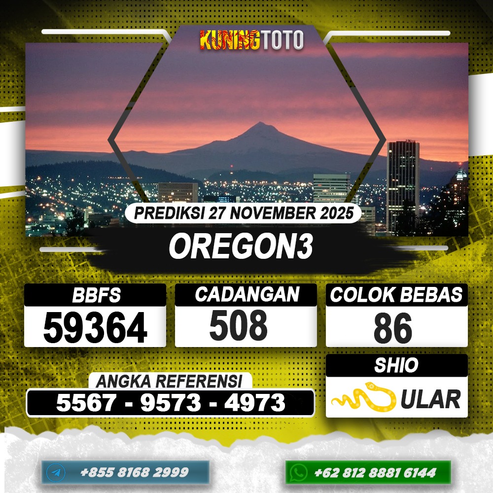 PREDIKSI OREGON3 27 NOVEMBER 2025 | PREDIKSI TOGEL KUNINGTOTO