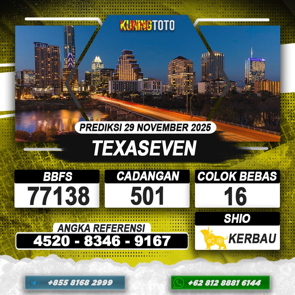 PREDIKSI TEXASEVEN 29 NOVEMBER 2025 | PREDIKSI TOGEL KUNINGTOTO