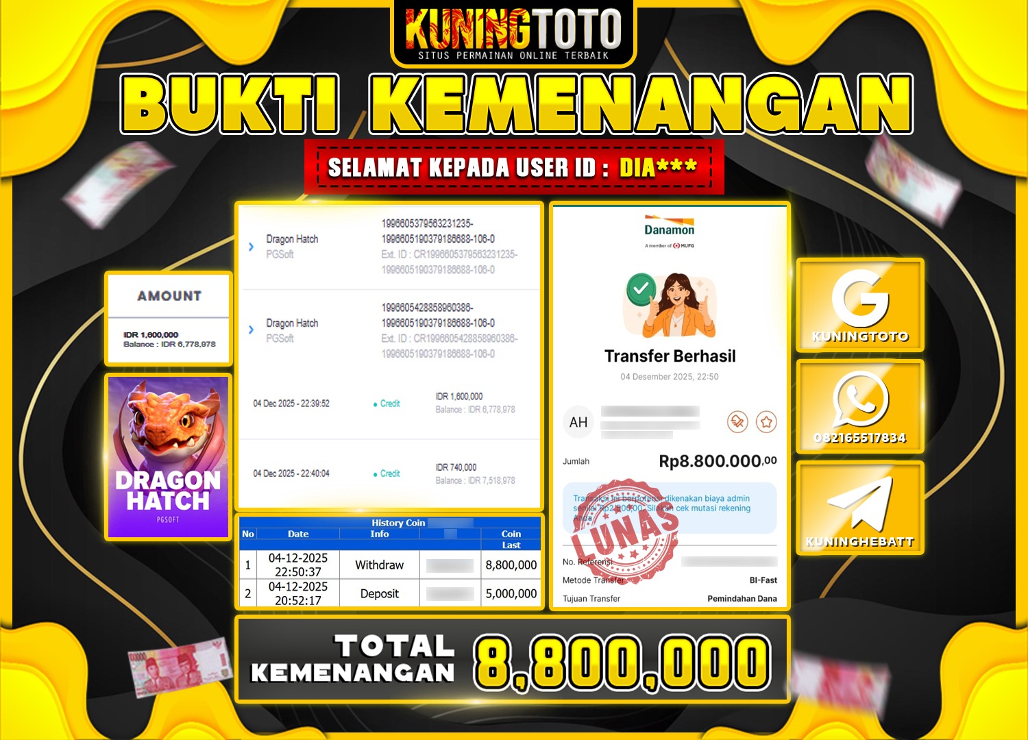 Bukti JP Slot KuningToto 04 Desember 2025 Slot Dragon Hatch